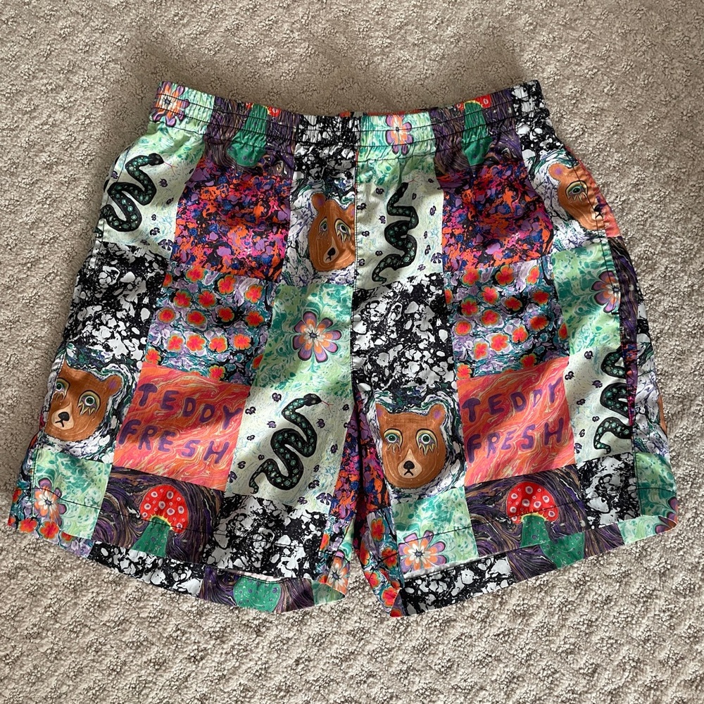 Teddy Fresh Athletic Mint Coral Black Patchwork Shorts
